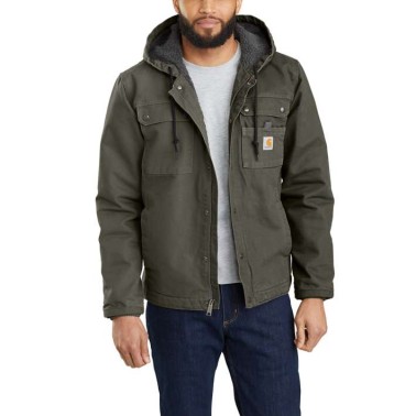 RELAXED FIT WASHED DUCK SHERPA-LINED UTILITY JACKET