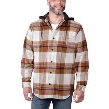 RUGGED FLEX™ RELAXED FIT FLANNEL FLEECE LINED HOODED SHIRT JAC