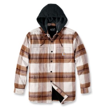 RUGGED FLEX™ RELAXED FIT FLANNEL FLEECE LINED HOODED SHIRT JAC