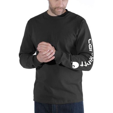 RELAXED FIT HEAVYWEIGHT LONG-SLEEVE LOGO SLEEVE GRAPHIC T-SHIRT