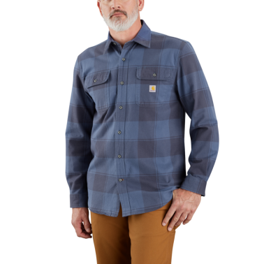 LOOSE FIT HEAVYWEIGHT FLANNEL LONG-SLEEVE PLAID SHIRT