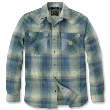 MONTANA RUGGED FLEX RELAXED FIT LIGHTWEIGHT LONG-SLEEVE SNAP-FRONT PLAID SHIRT