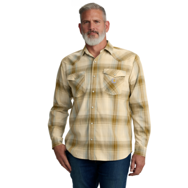 MONTANA RUGGED FLEX RELAXED FIT LIGHTWEIGHT LONG-SLEEVE SNAP-FRONT PLAID SHIRT