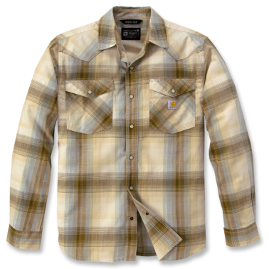 MONTANA RUGGED FLEX RELAXED FIT LIGHTWEIGHT LONG-SLEEVE SNAP-FRONT PLAID SHIRT