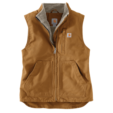 RELAXED FIT WASHED DUCK SHERPA LINED MOCK NECK VEST