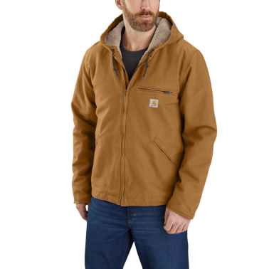 RELAXED FIT WASHED DUCK SHERPA LINED JACKET