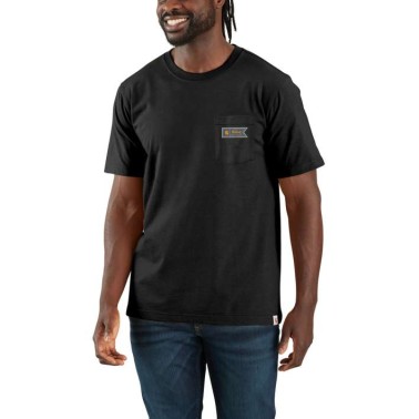 RELAXED FIT LIGHTWEIGHT SHORT-SLEEVE POCKET SCRIPT GRAPHIC T-SHIRT