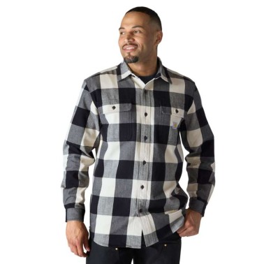 LOOSE FIT HEAVYWEIGHT FLANNEL LONG-SLEEVE PLAID SHIRT